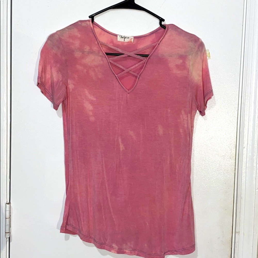 Pink top, Hippie/Tie-dye Style - Size Small